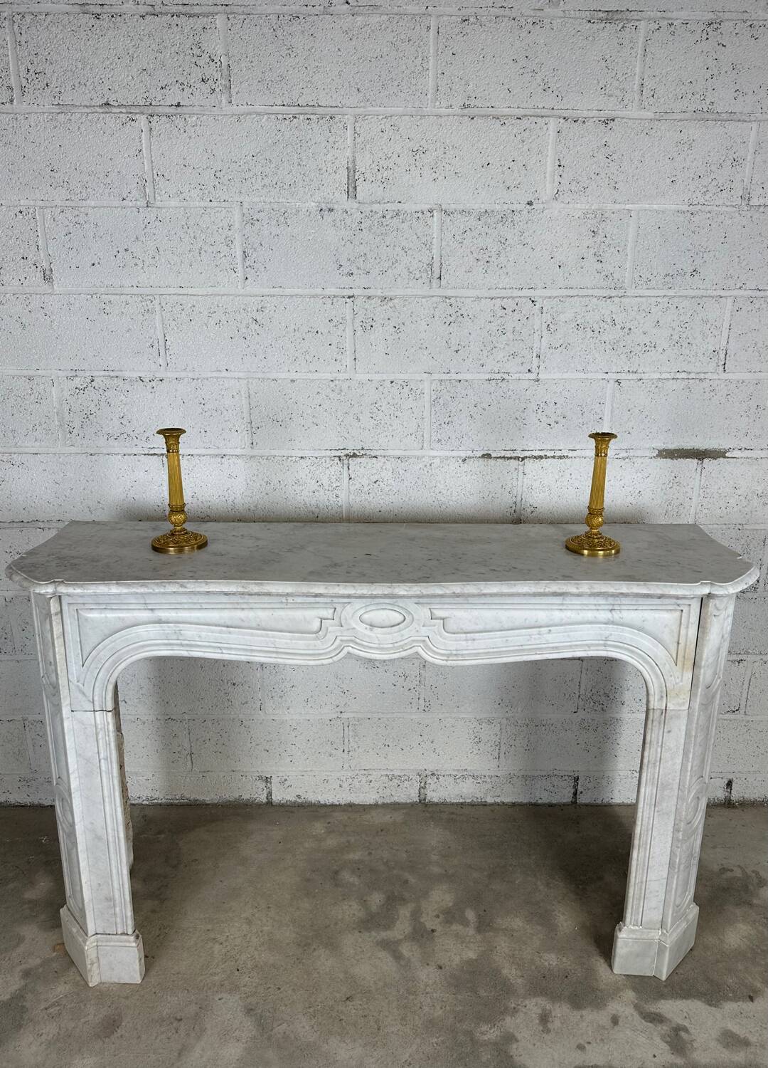 19th century white Carrara marble fireplace