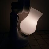 "Telephone" lamp in white ceramic and opaline from the 1970s.