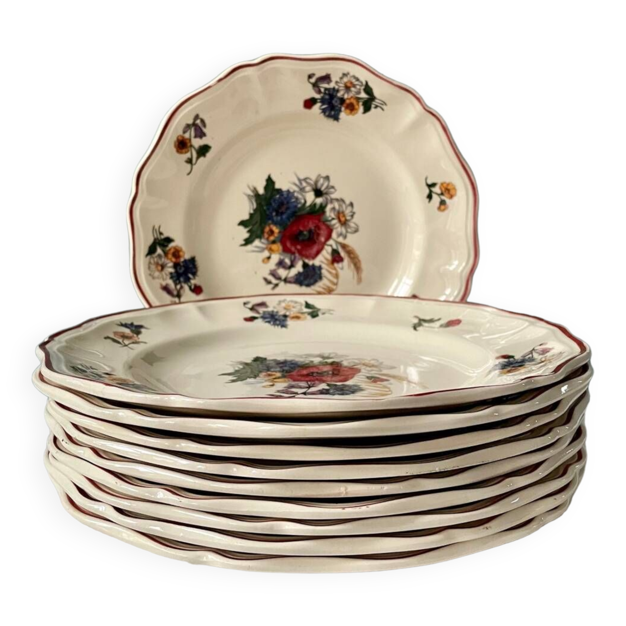 Series of 10 “Agreste” flat plates Sarreguemines France