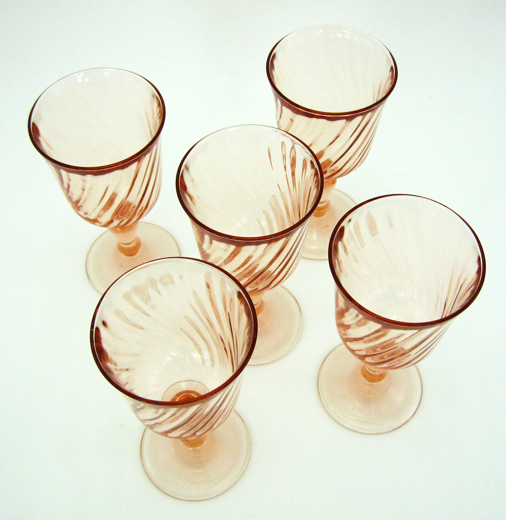 5 stemmed glasses - Rosaline Luminarc Arcoroc France - vintage 80s