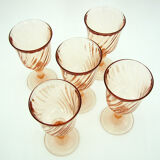 5 stemmed glasses - Rosaline Luminarc Arcoroc France - vintage 80s