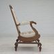 Chaise berçante danoise des années 1930, dossier haut, laine tissée à la main d'origine, bois de frêne.