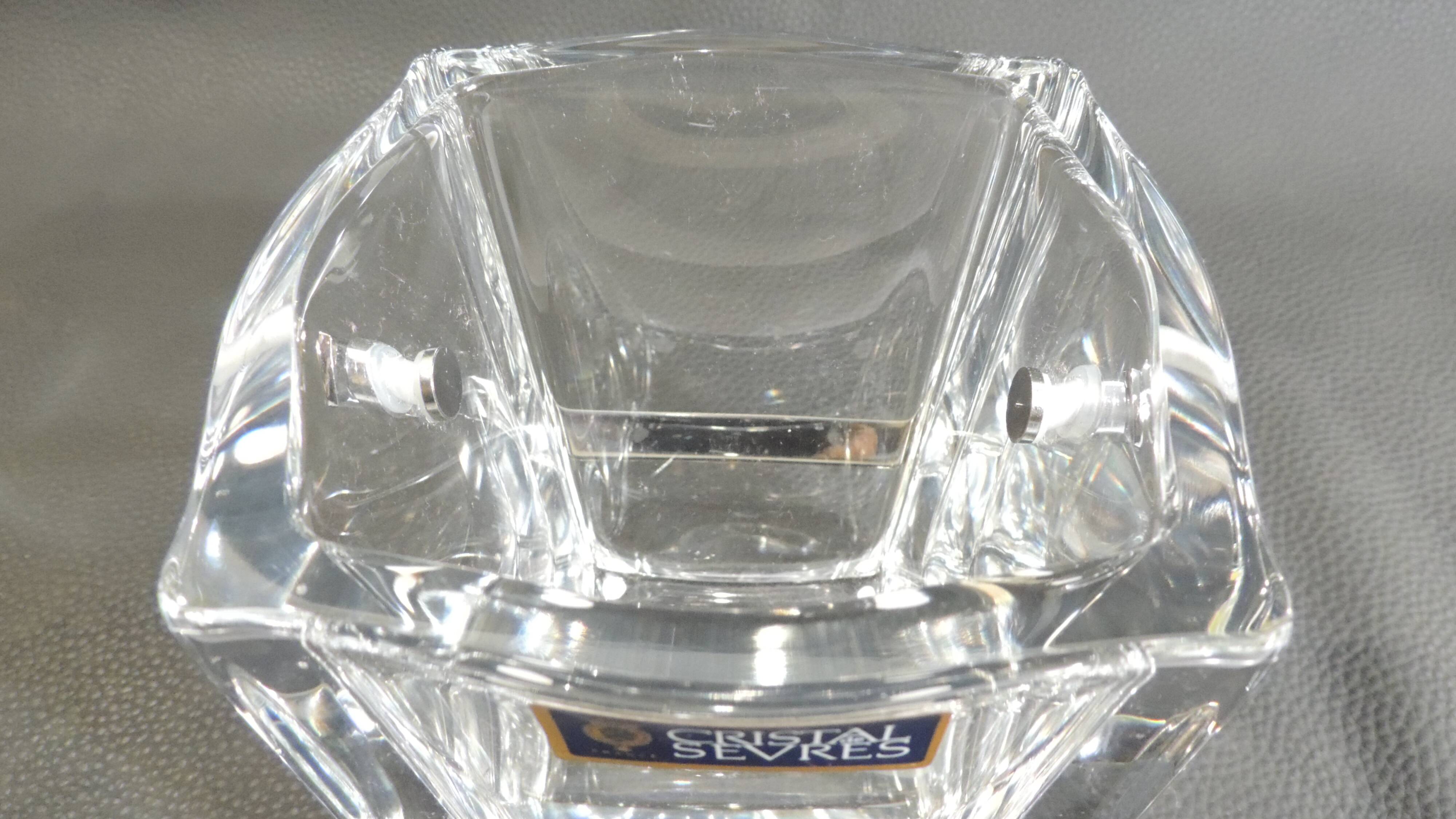Crystal ice bucket from Sèvres, signed, vintage French design, ice bucket.