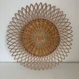 Vintage mirror 1960 sun rattan wicker - 40 cm