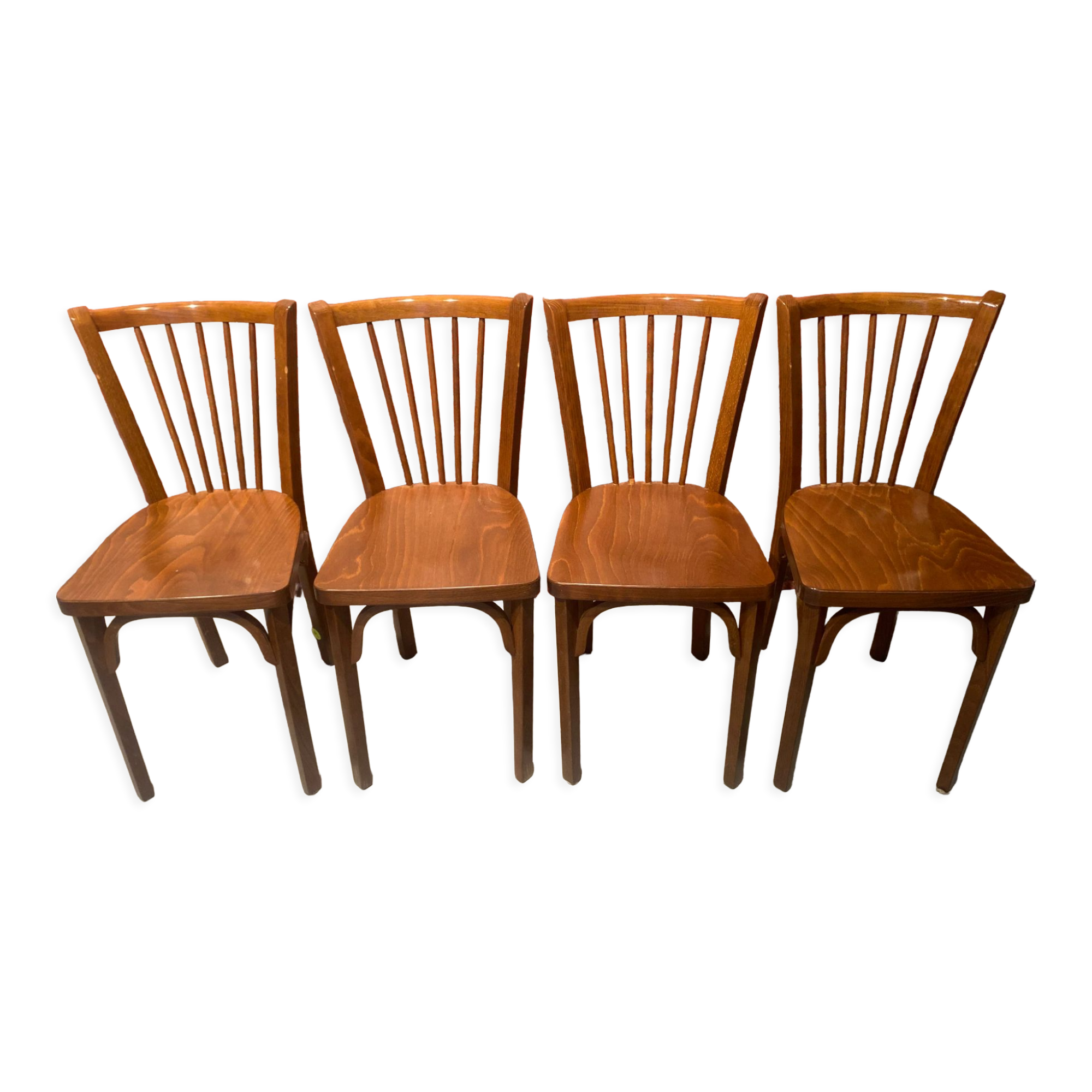 Set of 4 varnished wood bistro chairs