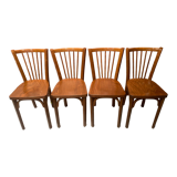 Set of 4 varnished wood bistro chairs