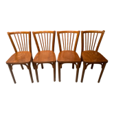 Set of 4 varnished wood bistro chairs