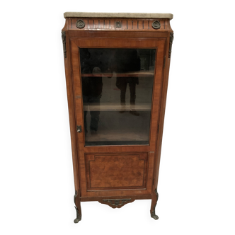 Louis XVI style one-door display case in 20th century wood marquetry