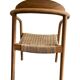 solid wood chair with woven seat and armrests