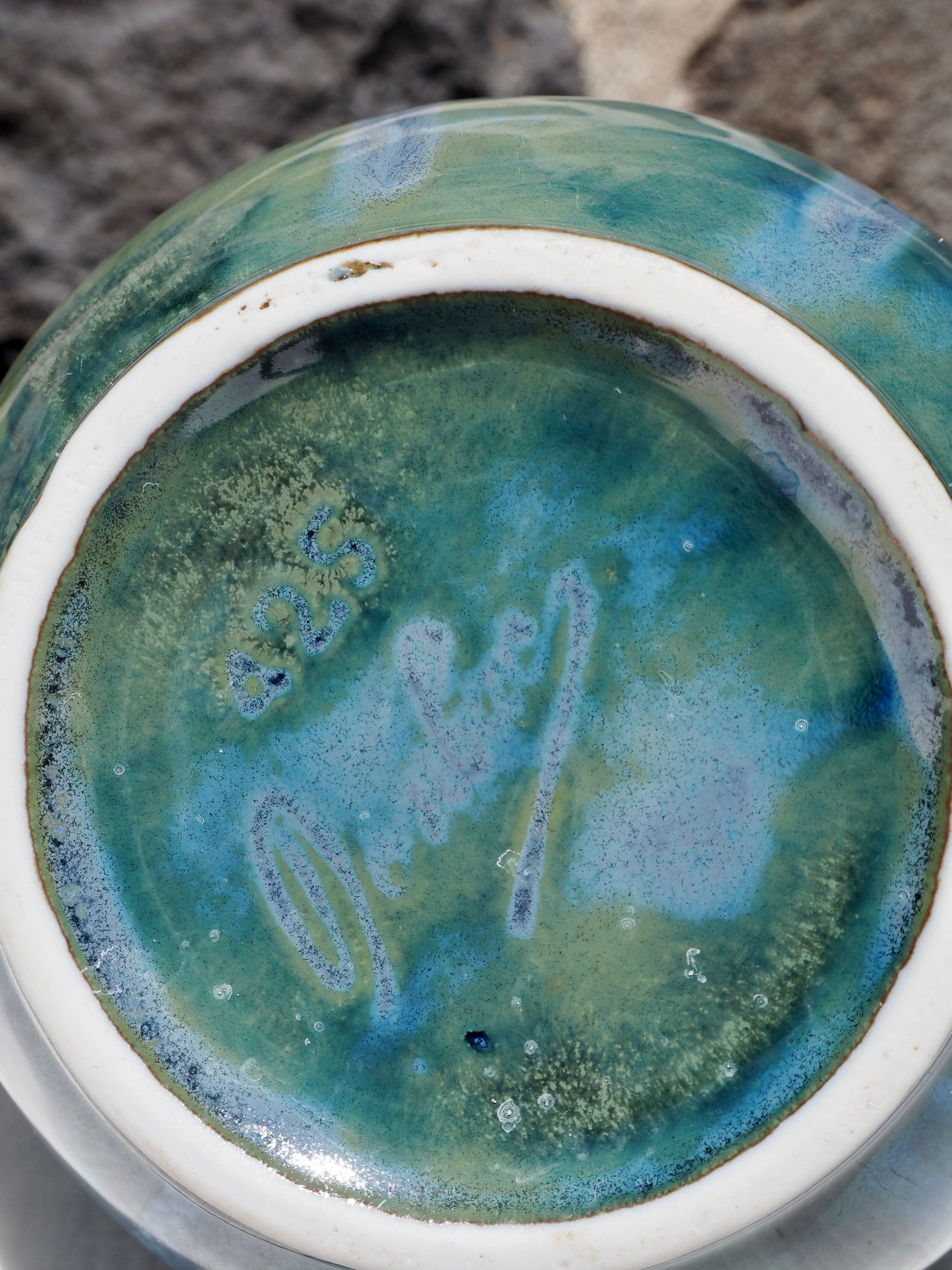 Blue ceramic melon pitcher