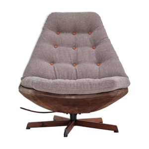 fauteuil Madsen & Schubell, années 70, danois modèle MS 68, cuir, laine, palissandre