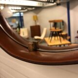 Miroir en cuir cognac Pizzetti, Italie années 1950