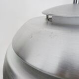 Grande suspension vintage Mercure par Eglo en aluminium brossé et opaline