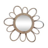 Old vintage rattan flower mirror