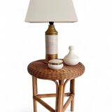 Bitossi Ceramic Table Lamp by Aldo Londi, Gold/Cream, Italy, 1970s