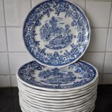 Set de 15 assiettes plates à motifs anglais Lunéville