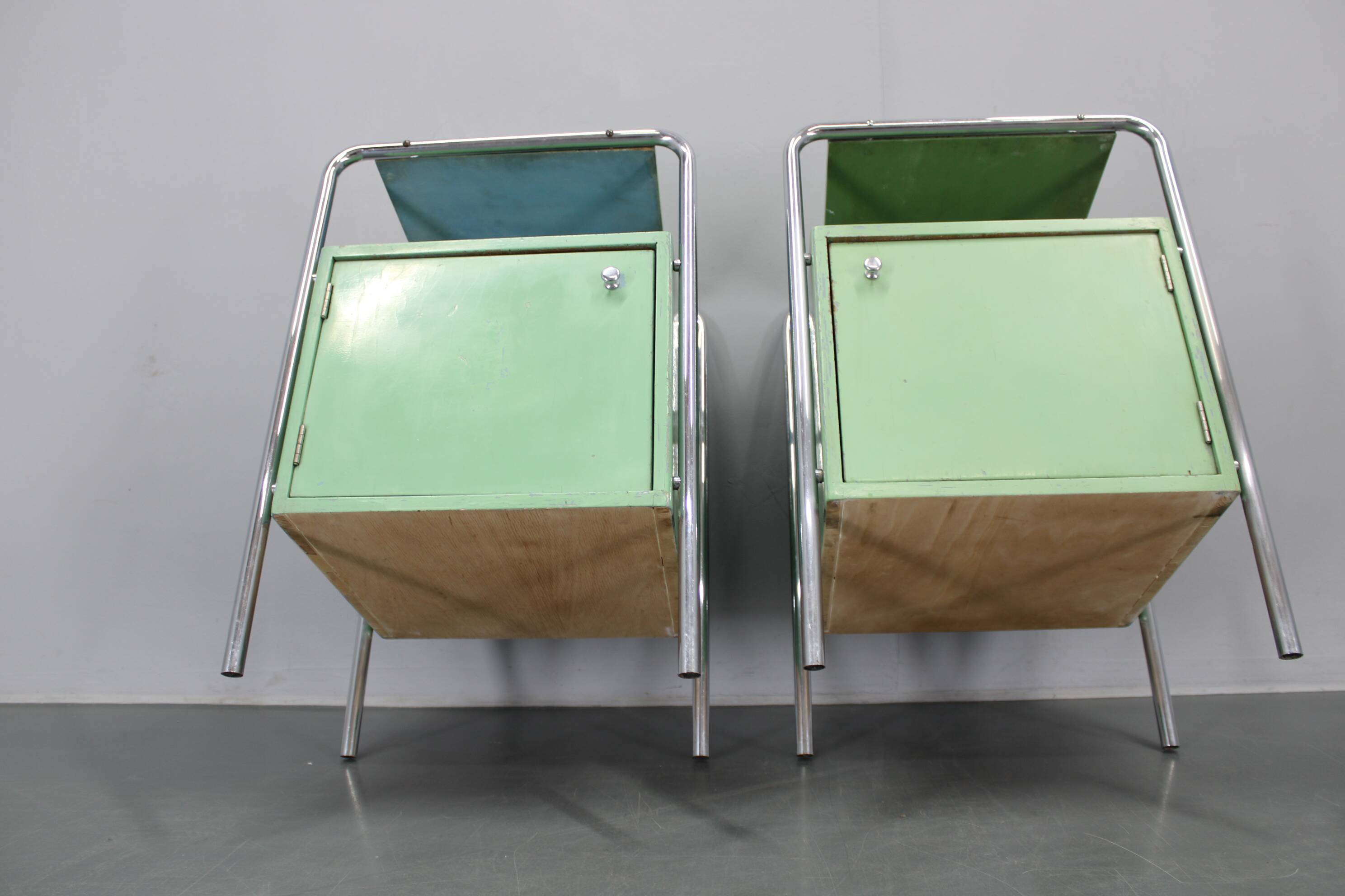 Pair of Bauhaus bedside tables, 1930, Czechoslovakia