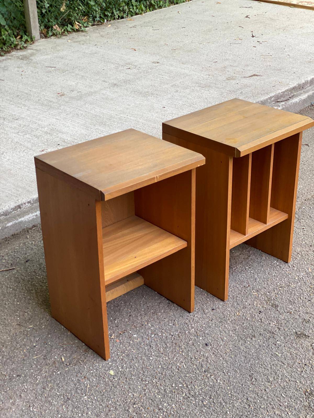 Pair of Scandinavian wooden vinyl furniture