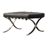 Ottoman Barcelona Original Knoll - Black Leather & Chrome - Design 1929