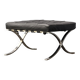 Ottoman Barcelona Original Knoll - Cuir Noir & Chrome - Design 1929
