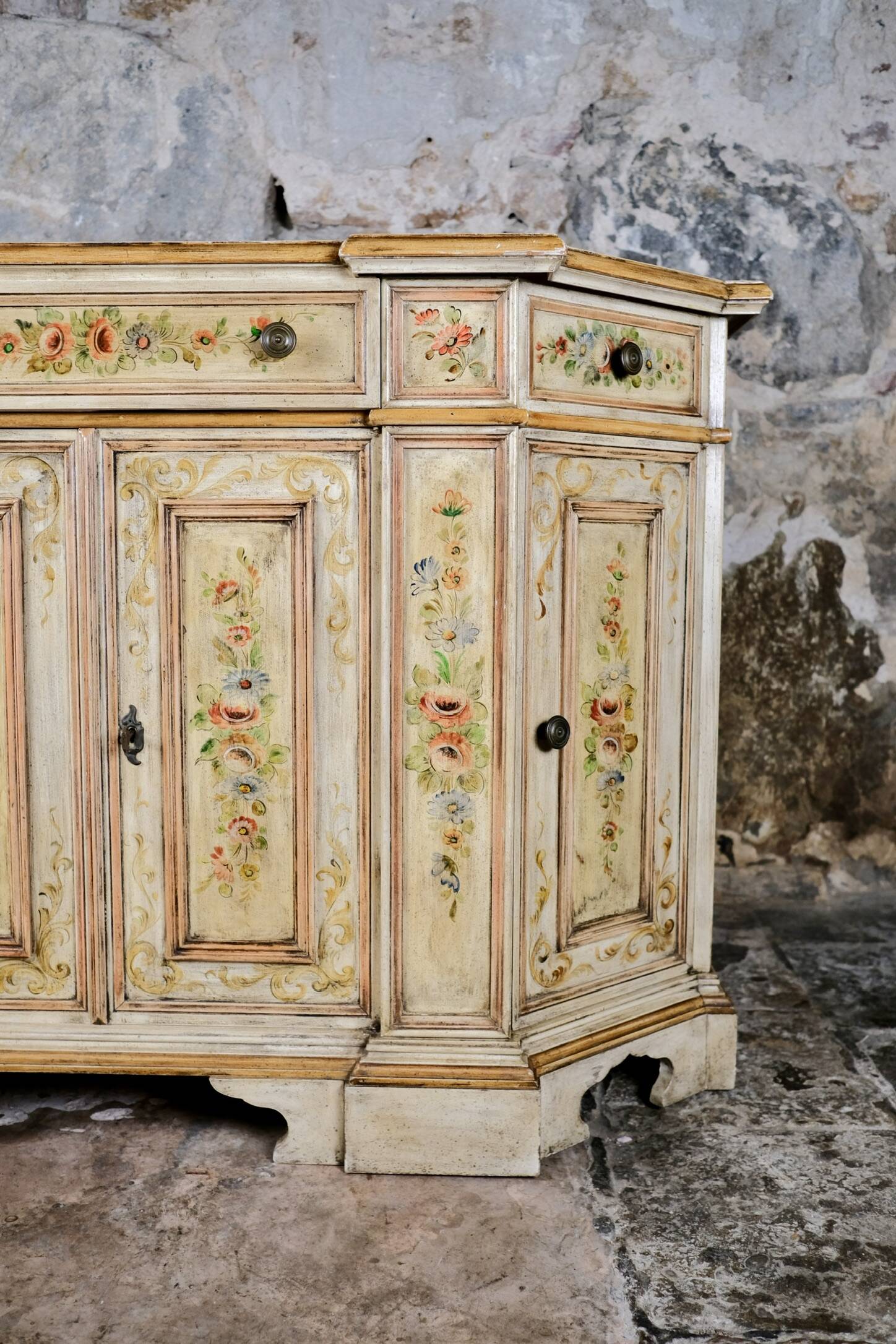Hand-painted Venetian-style sideboard, mid-20th century