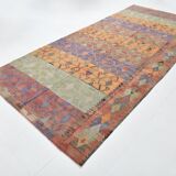 6x13 Kilim Red & Blue Long Wide Ethnic Pattern Wool Kilim Rug, 176x390 Cm