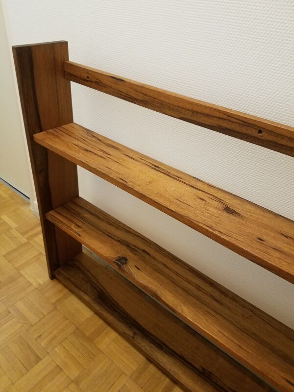 Etagère ancienne en bois massif et bois exotique