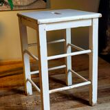 Workshop stool in vintage patinated solid wood