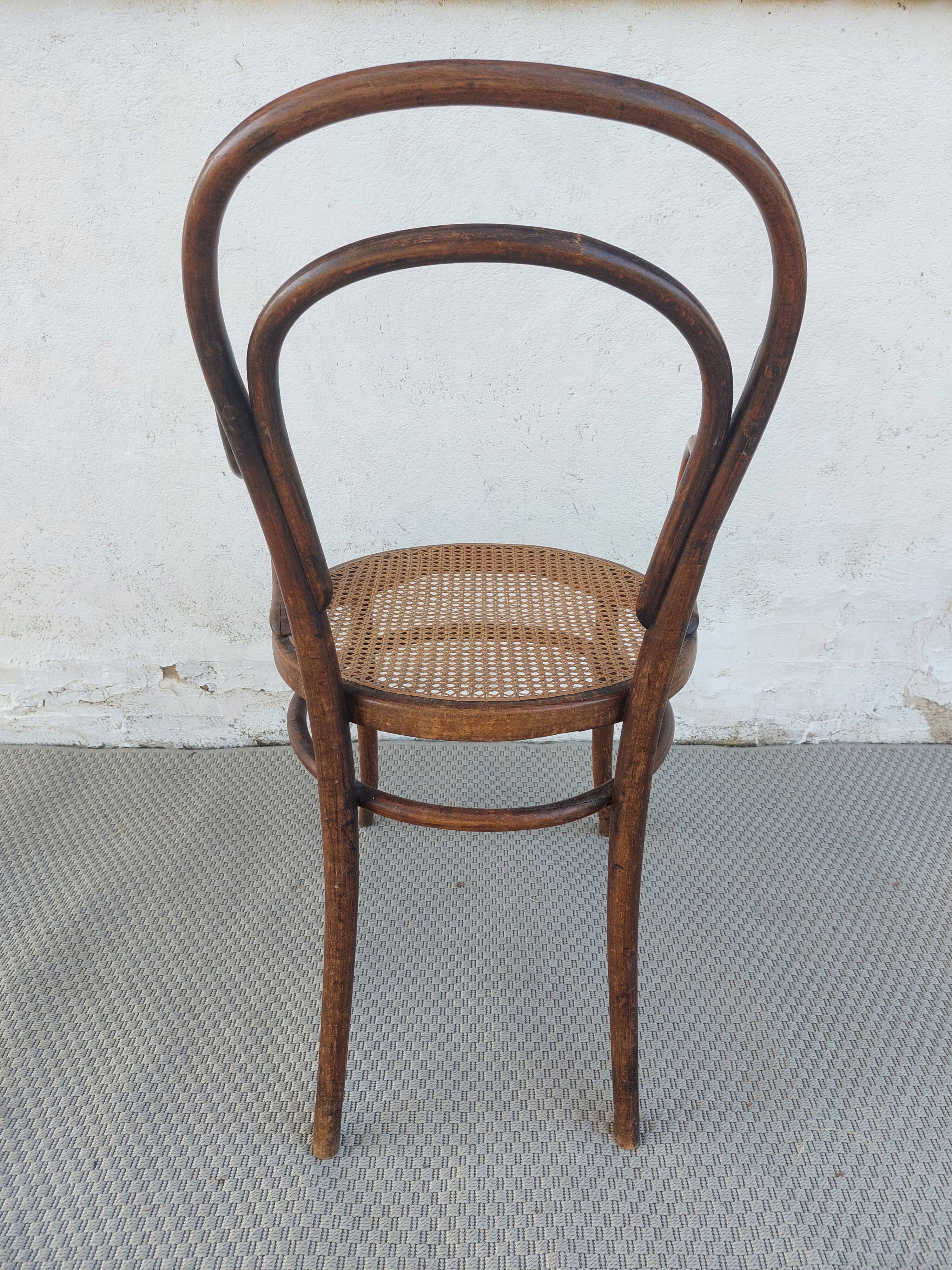 Fauteuil canné et bois courbé style Thonet Fischel, années 30