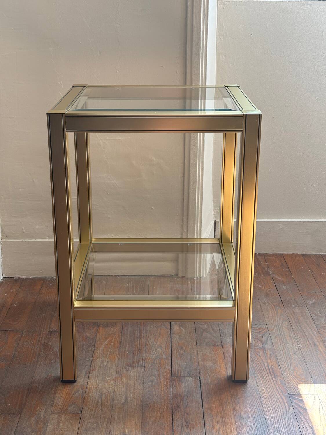 Vintage gold metal side table - end table