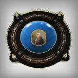 Blackened wooden stool, "Portrait of Louis XVI", Napoleon III - 19th century
