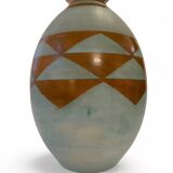 Boch Frères Keramis, Large Art-Deco Vase, Geometric Pattern.