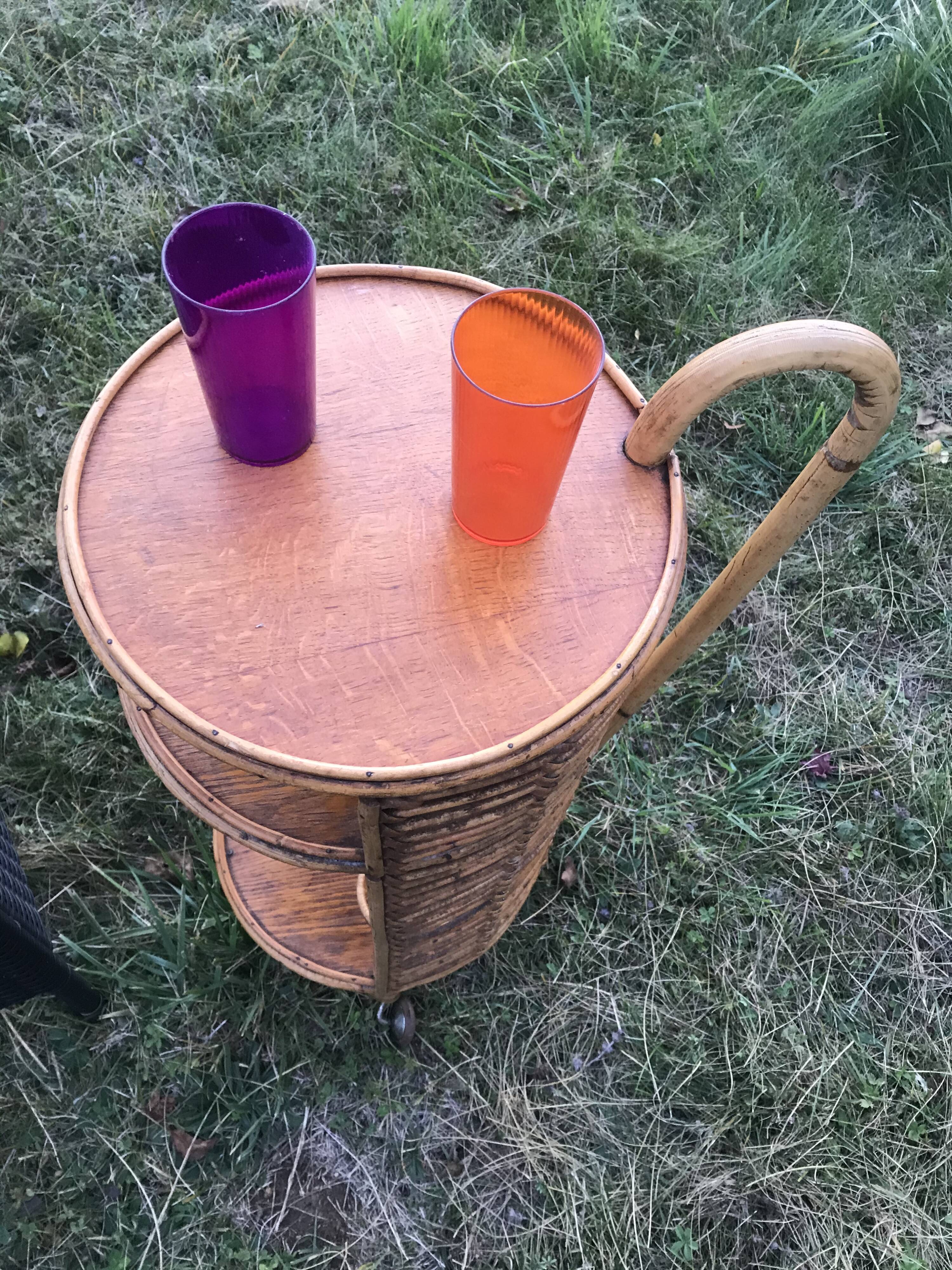 Rolling 50s rattan bar