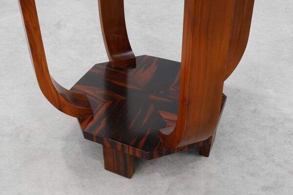 Table d'appoint, table basse octogonale Art Déco en bois, France années 1920