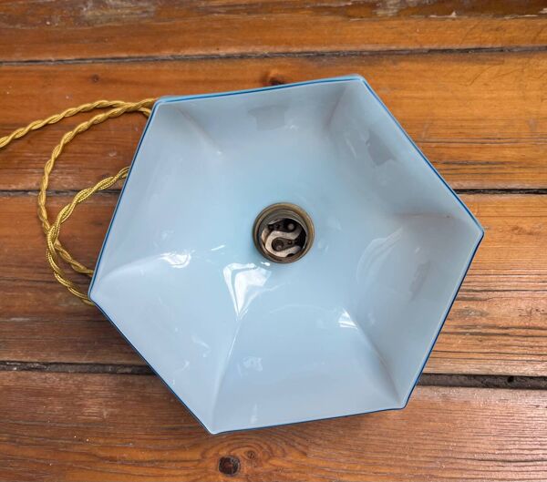 Mini suspension opaline bleue art déco