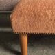 Pair of brown and white solid beech ottomans with contrasting fabrics - 1960s