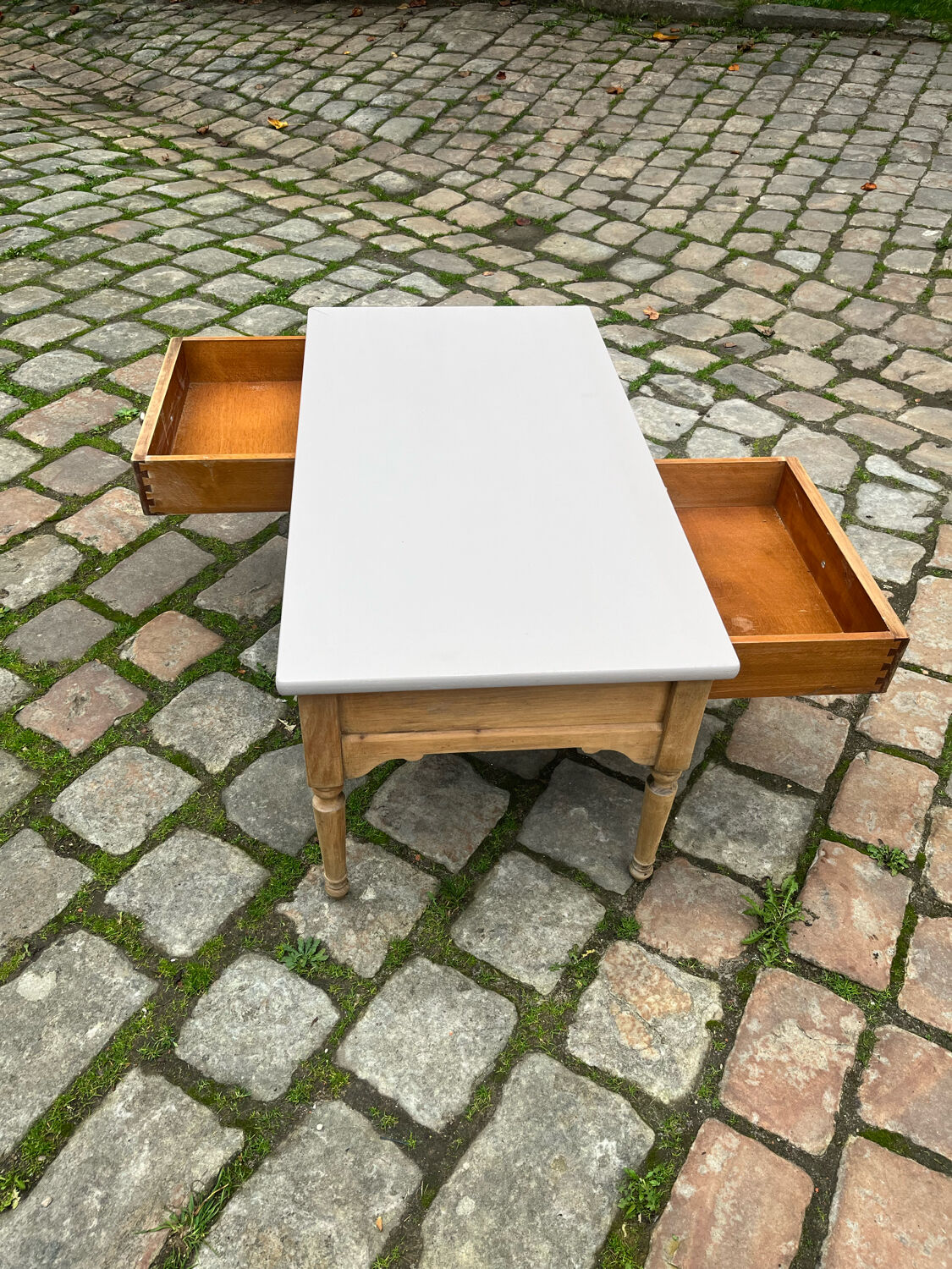 Eiffel-colored patinated cherry wood coffee table