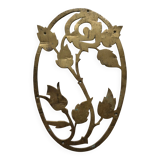 Old small oval brass rose window, width, height 18cm.