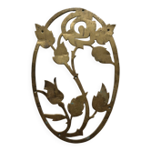 Old small oval brass rose window, width, height 18cm.