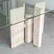 Glass & travertine dining table by Willy Ballez