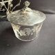 Sugar bowl/Candy bowl – Engraved crystal and silver metal