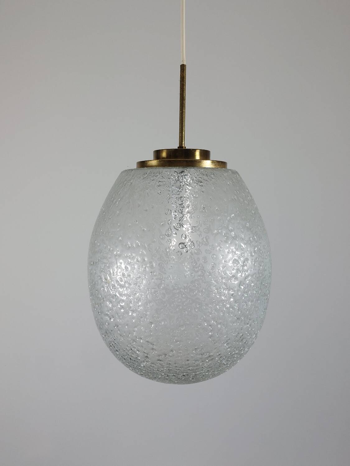 Vintage brass and frosted glass suspension, mid-century style, Doria Germany.