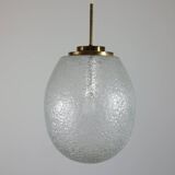 Vintage brass and frosted glass suspension, mid-century style, Doria Germany.