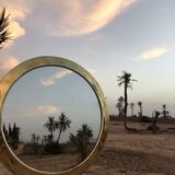 Set of 4 round polished brass mirrors – Moroccan craftsmanship – Vintage style