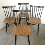Set of 4 Scandinavian chairs with two-tone bars