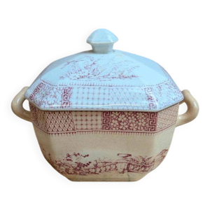 Sucrier ancien en terre - dentelle