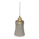 Vintage tulip suspension in frosted glass