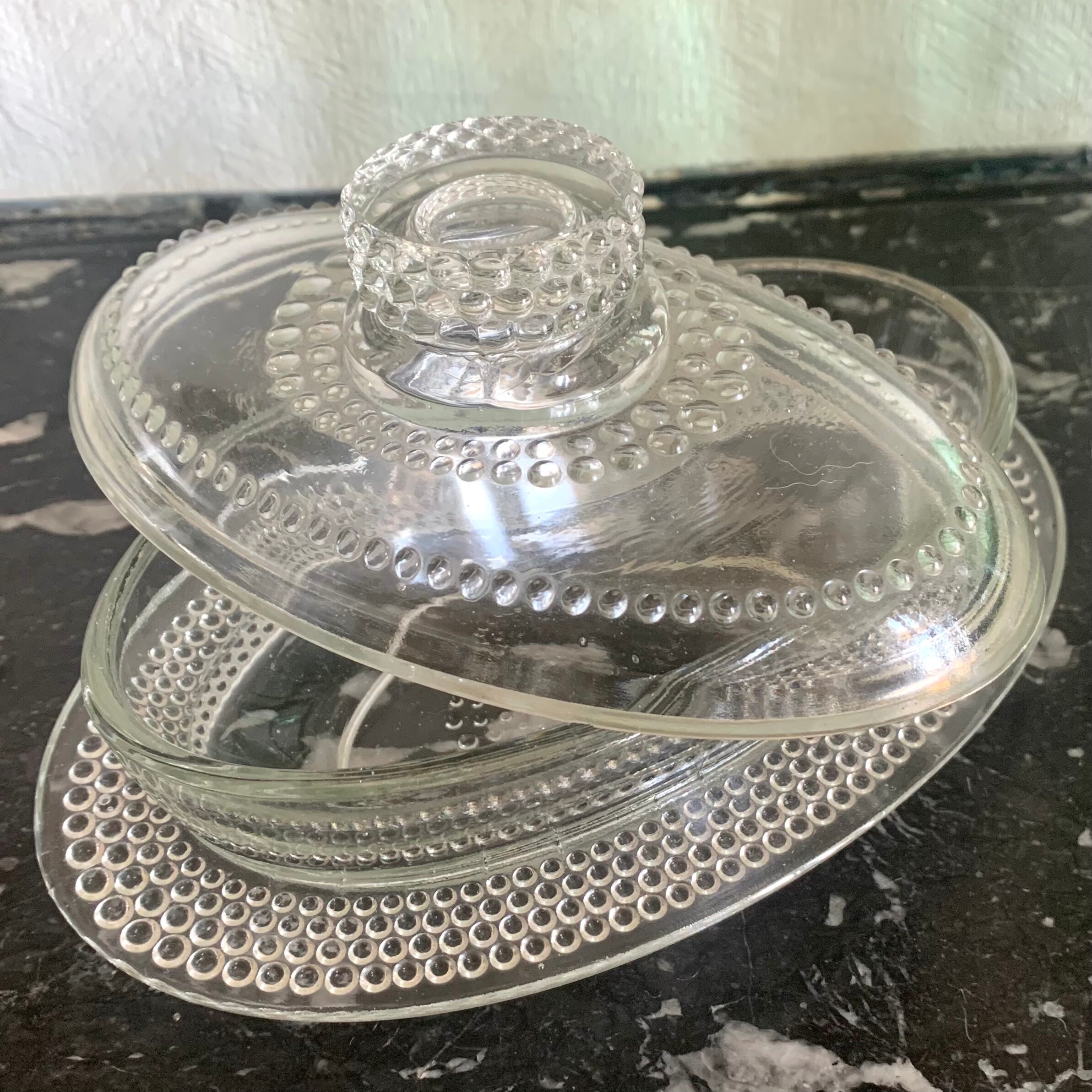 Glass butter dish