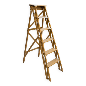 Vintage wooden painter's step ladder with a patina.