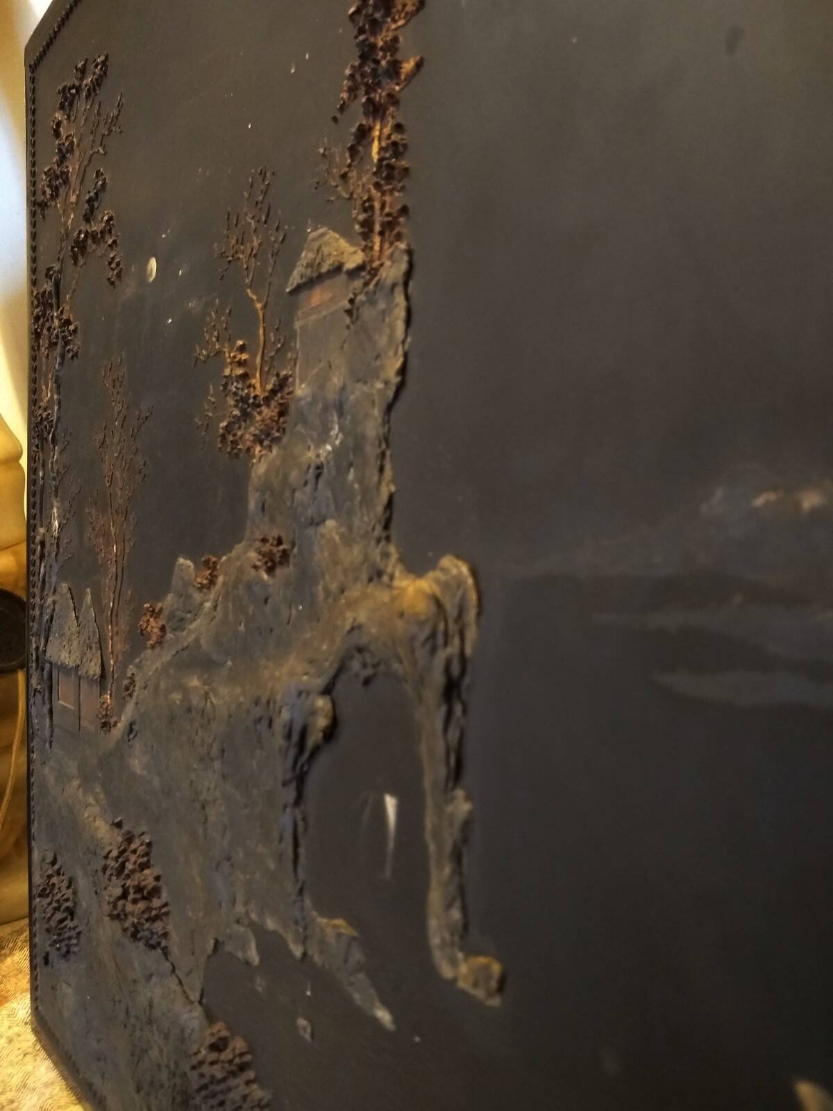 2 Asian paintings in painted wood